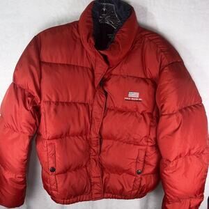 Ralph Lauren Polo Jeans Co Down Jacket Youth Boys M Red Puffer Coat Y2K Flag